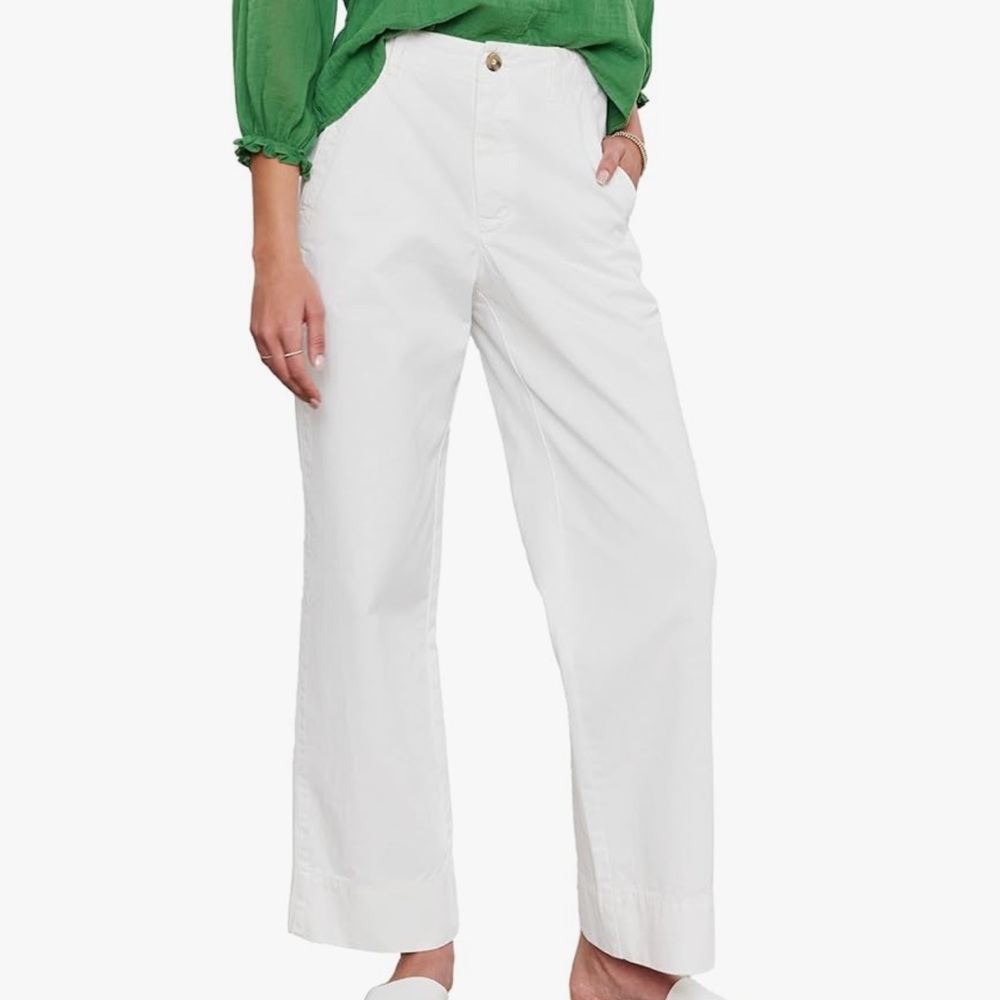 Velvet by Graham & Spencer White Wide-Leg Trousers
